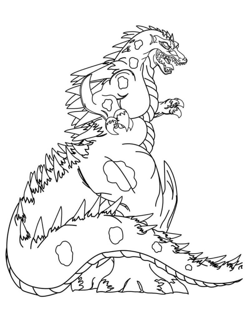 Dibujo de Godzilla Fuerte para Colorear