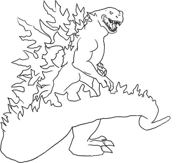 Dibujo de Godzilla Mueve Su Cola para Colorear