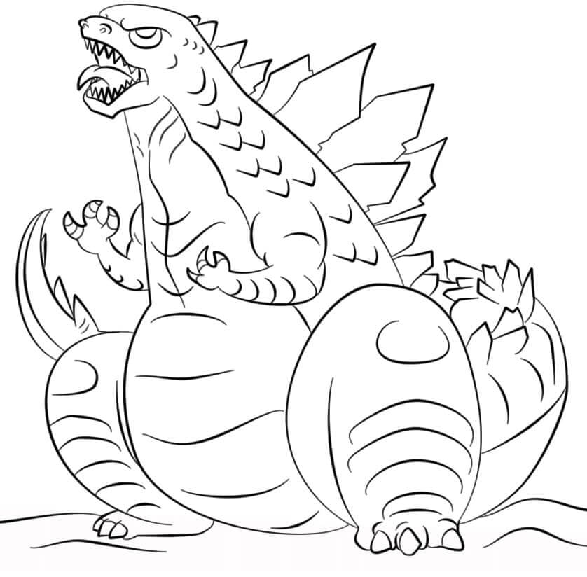 Dibujo de Godzilla Sentado para Colorear