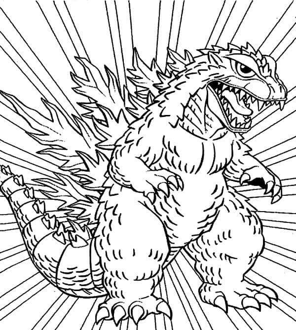 Dibujo de Godzilla de Dibujos Animados para Colorear