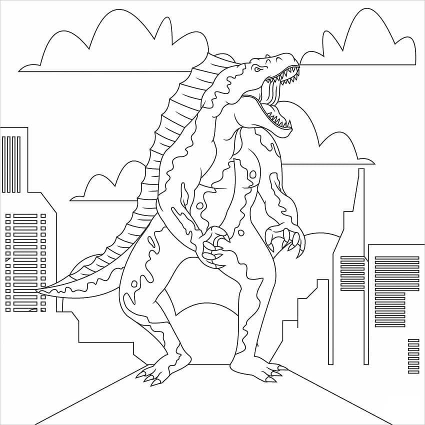Dibujo de Godzilla en la Ciudad para Colorear