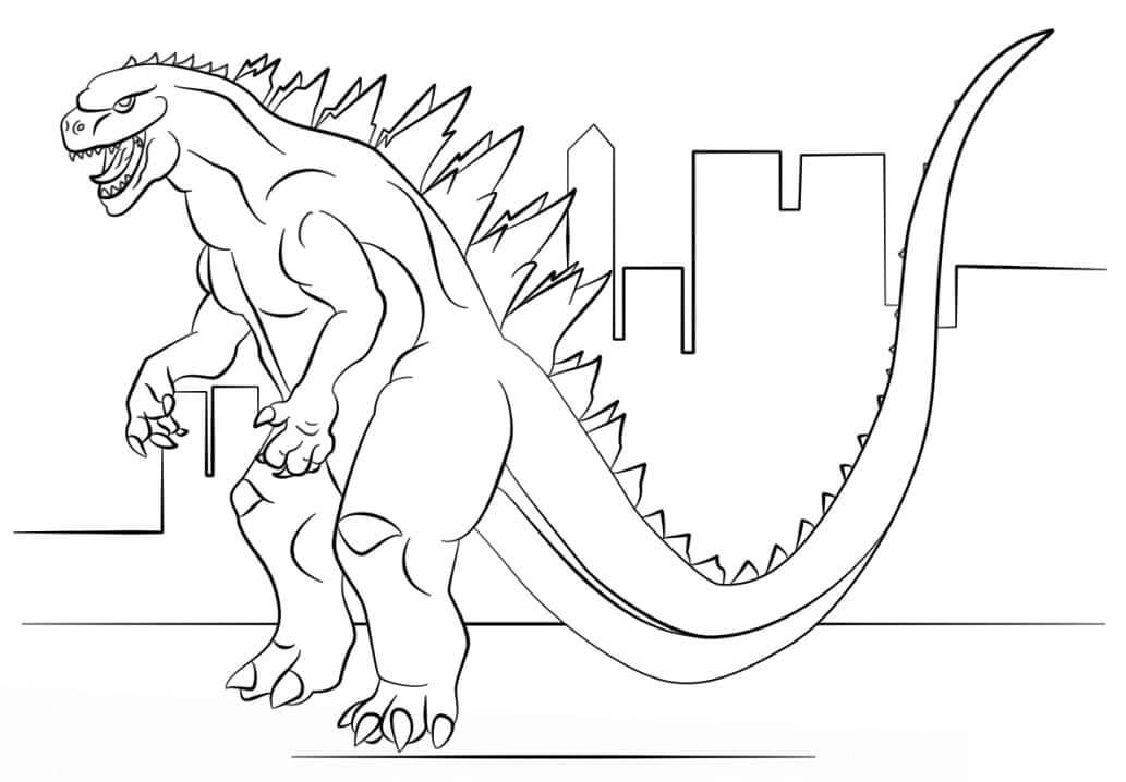 Dibujo de Godzilla Est Enojado para Colorear