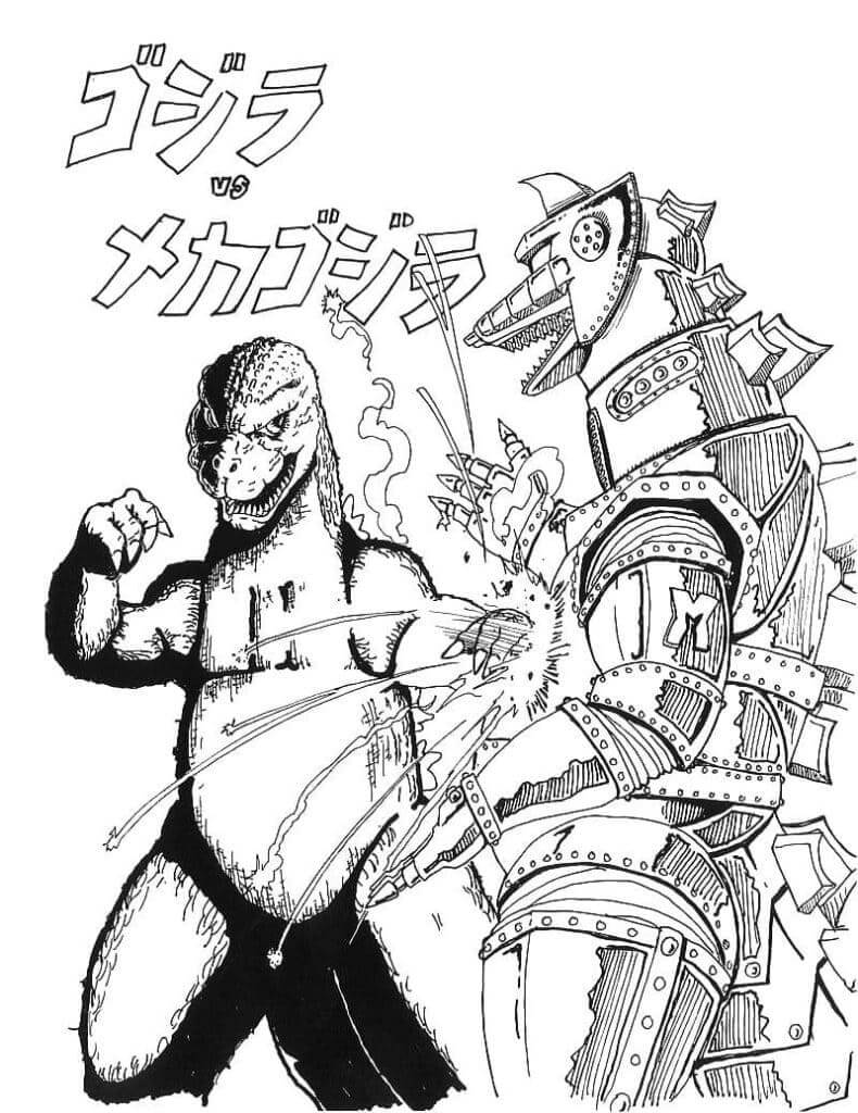 Dibujo de Godzilla Vs Mechagodzilla para Colorear