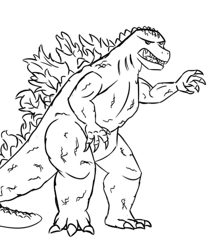 Dibujo de Hermoso Godzilla Enojado para Colorear