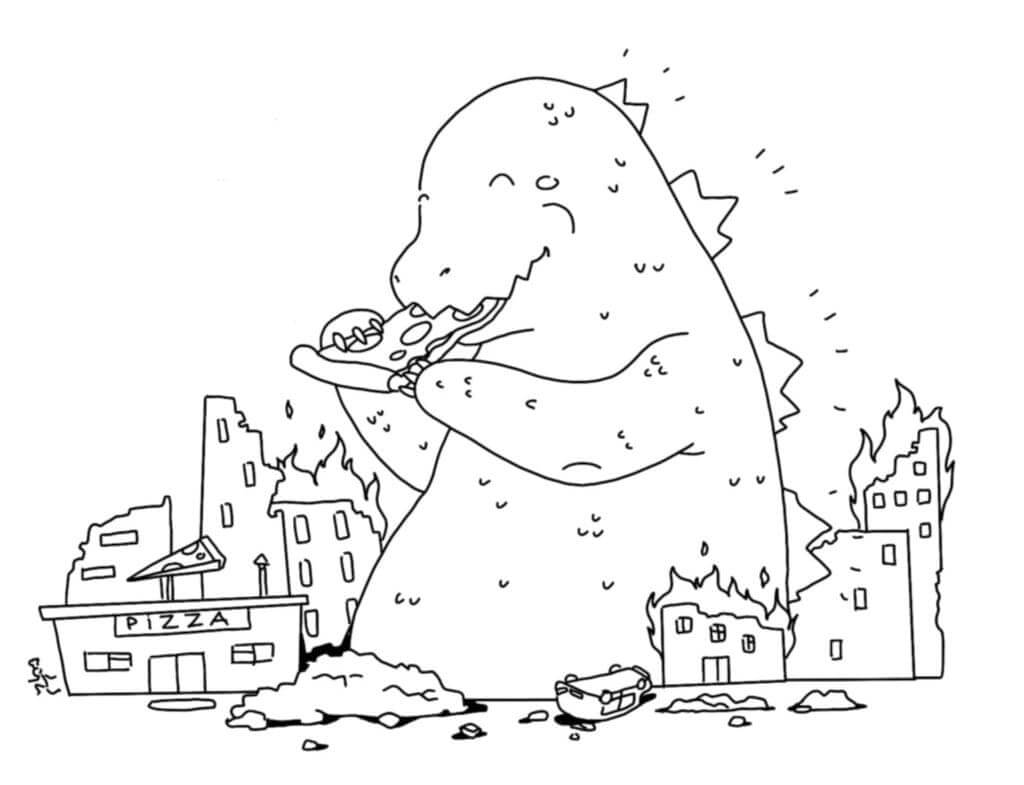 Dibujo de Kawaii Godzilla para Colorear