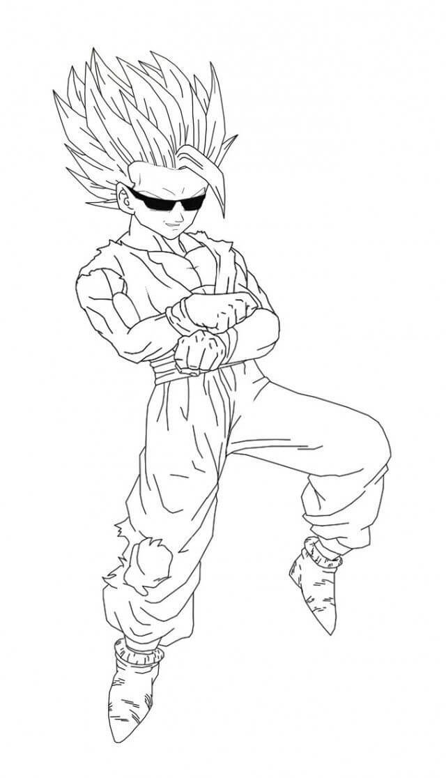 Dibujo de Baile de Gohan Gangnam Style para Colorear