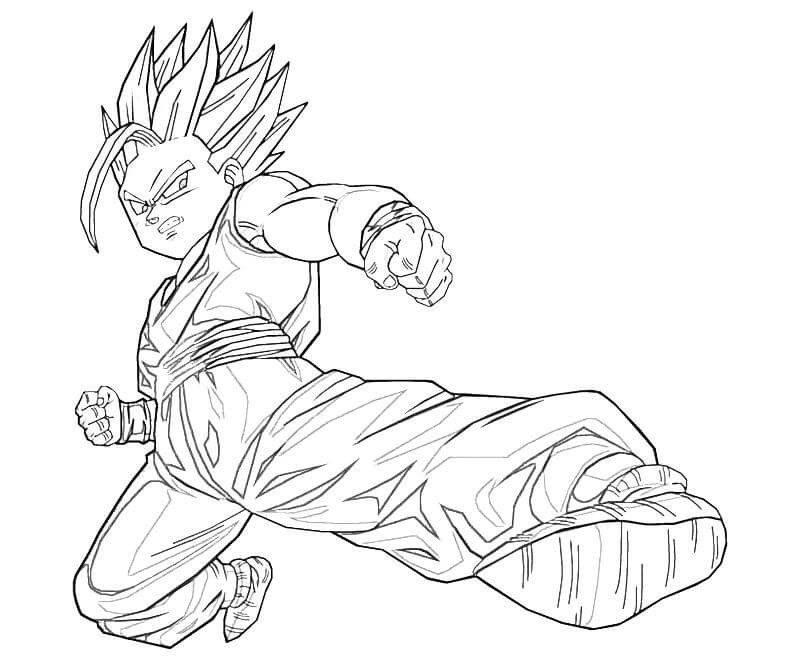 Dibujo de Gohan Patear para Colorear