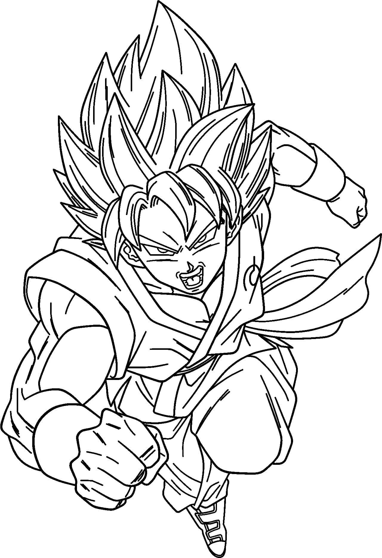 Dibujo de Divertido Goku Ssj1 Ataque para Colorear