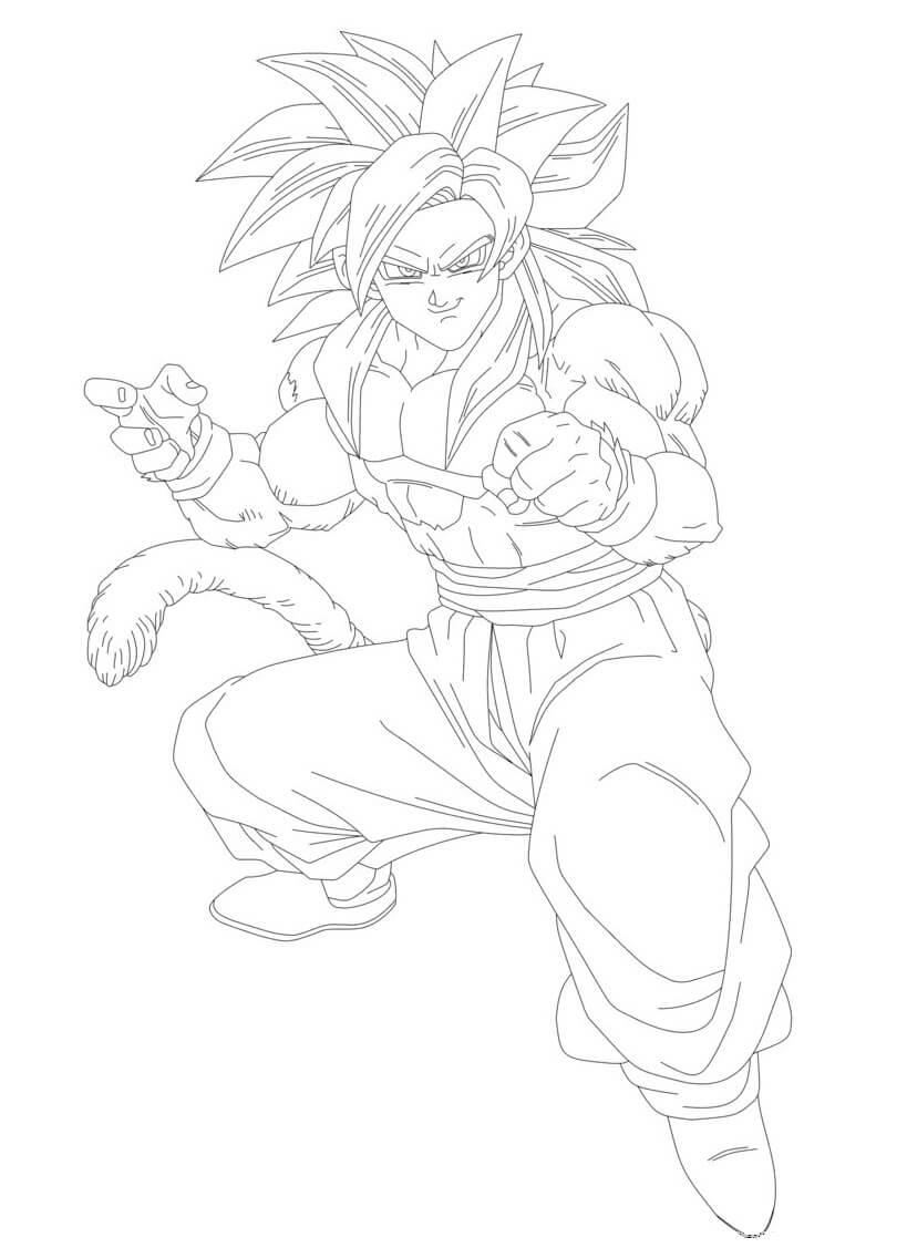 Dibujo de Divertido Goku Ssj4 para Colorear