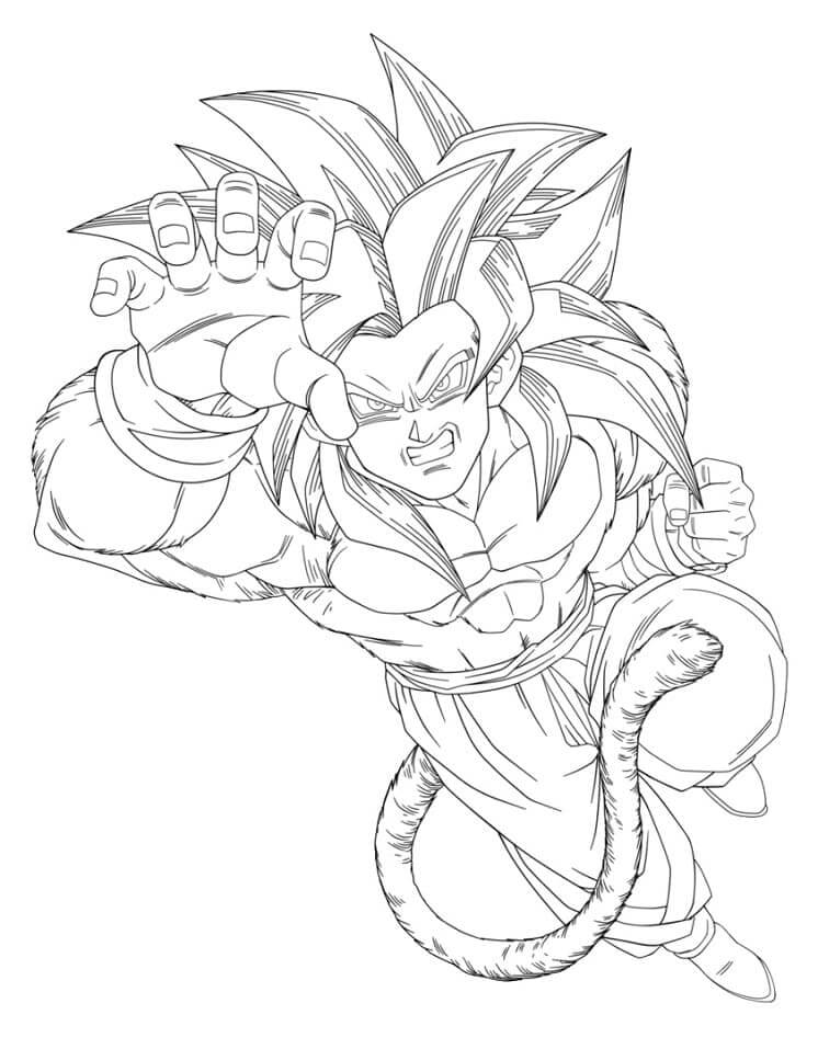 Dibujo de Enojado Goku Ssj4 para Colorear