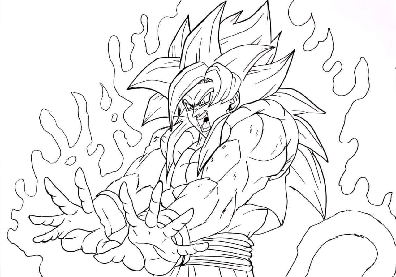 Dibujo de Goku Ssj4 Peleando para Colorear