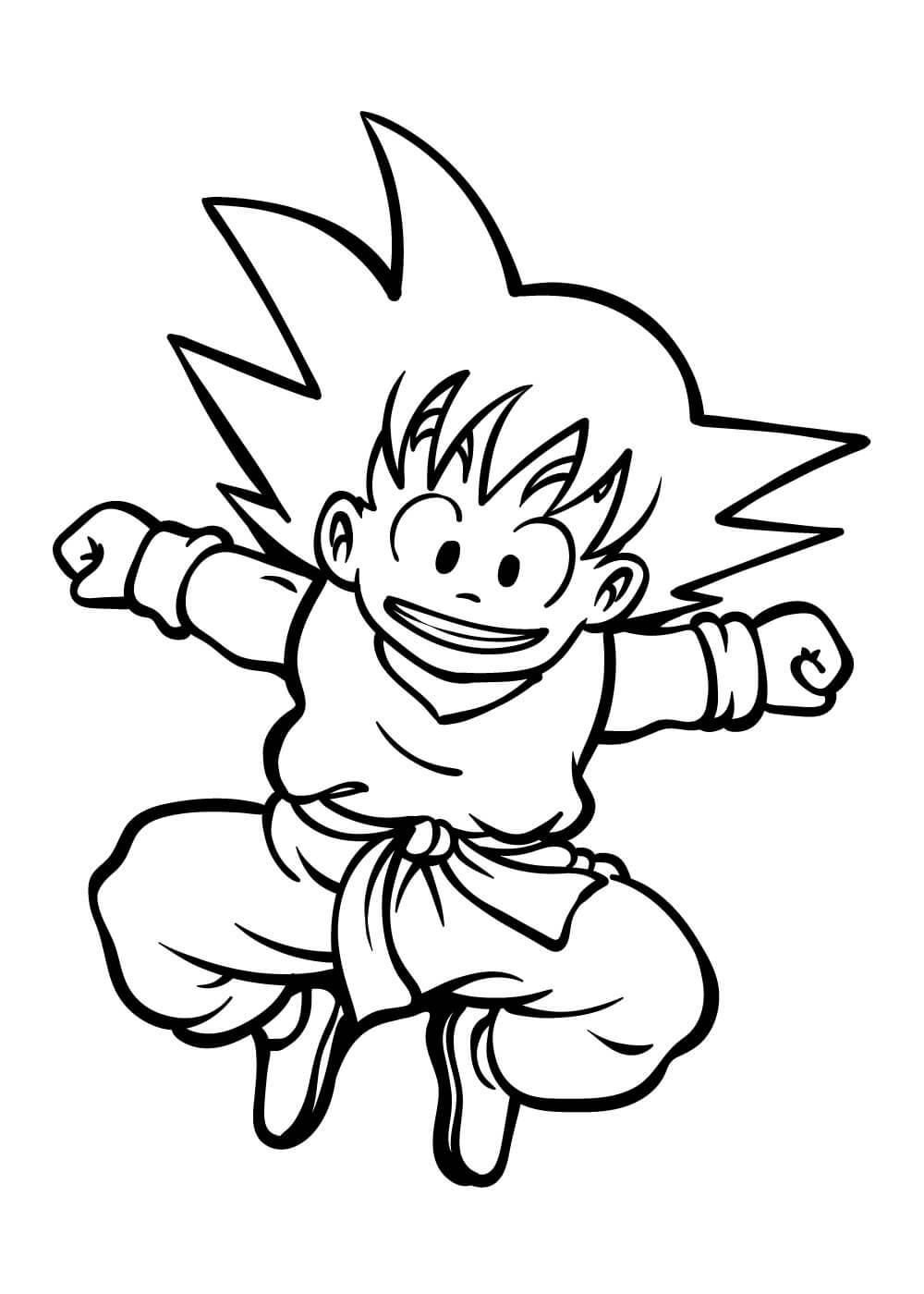 Dibujo de Goku Saltando Divertido para Colorear