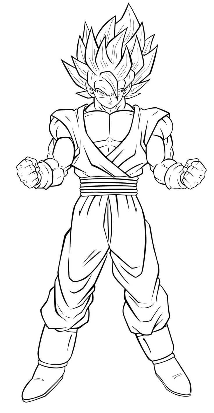 Dibujo de Goku Ssj2 de Pie para Colorear