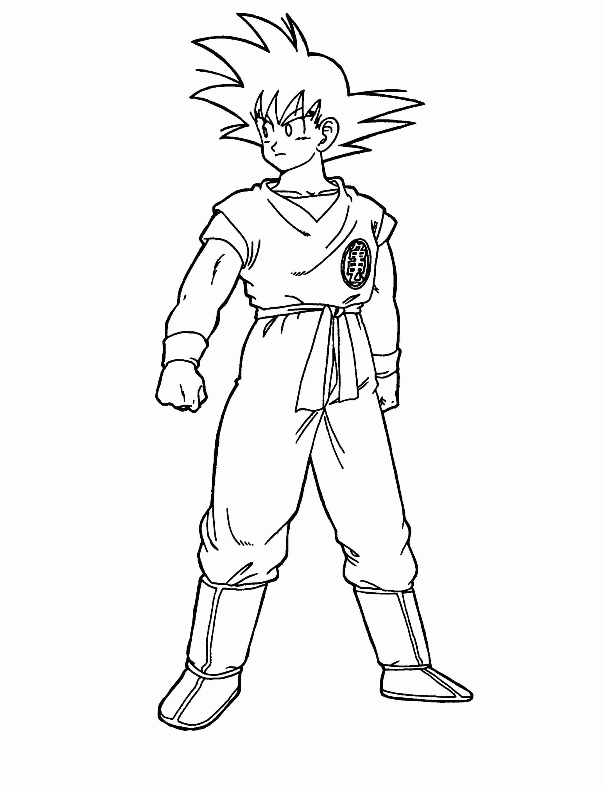 Dibujo de Goku de Pie para Colorear