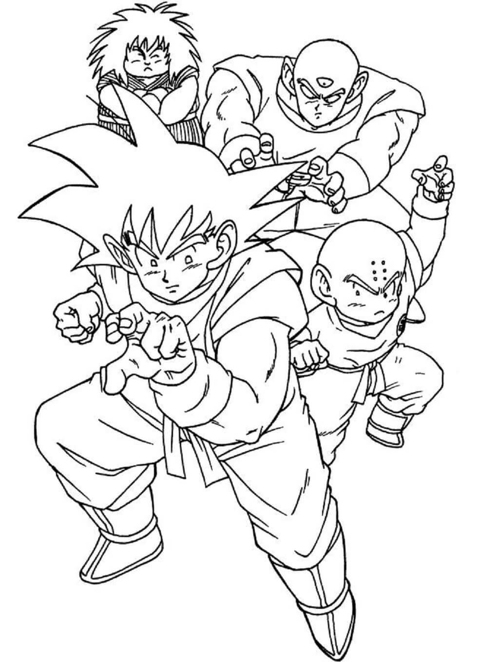 Dibujo de Goku y Amigos para Colorear