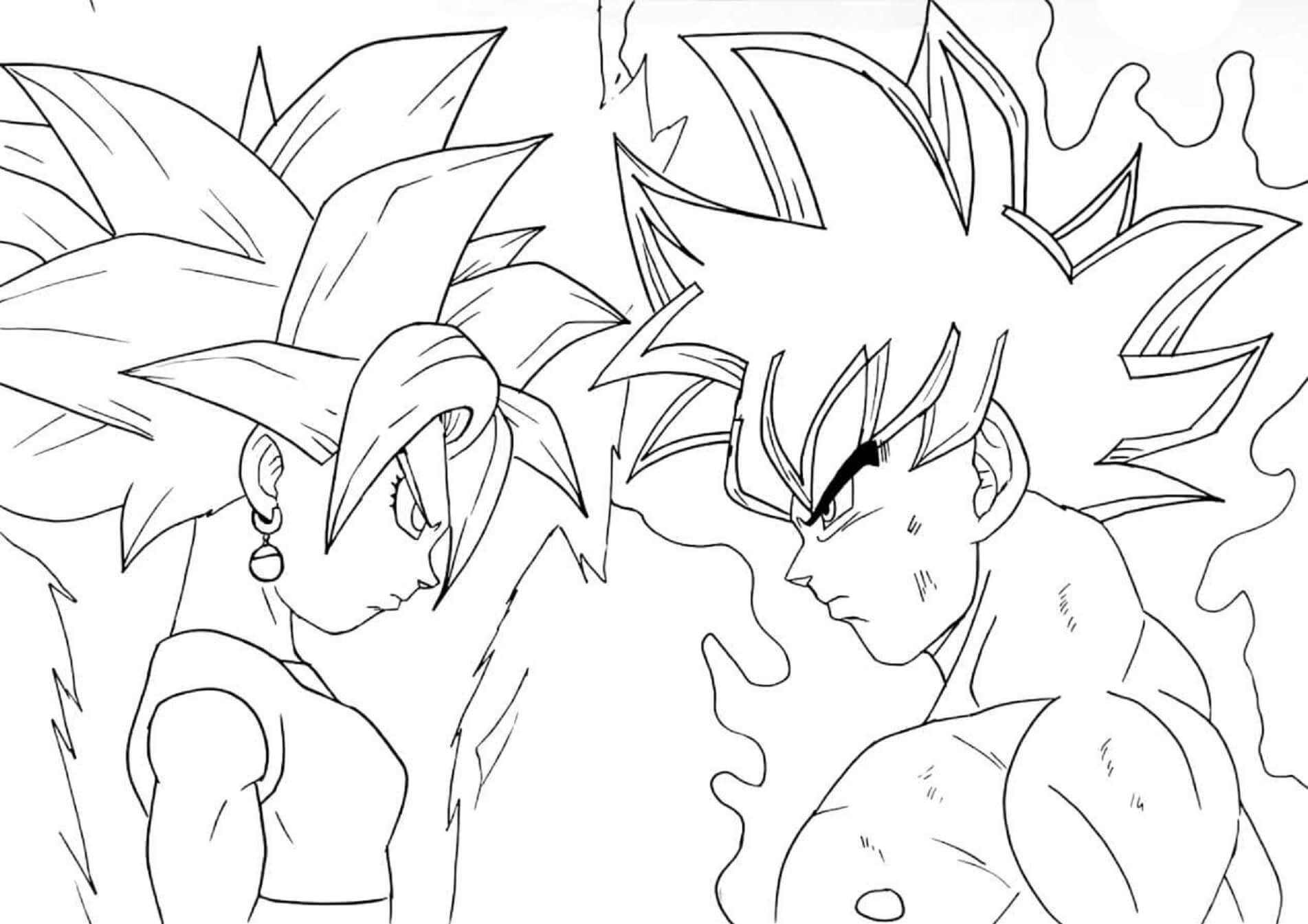 Dibujo de Goku y Kefla para Colorear