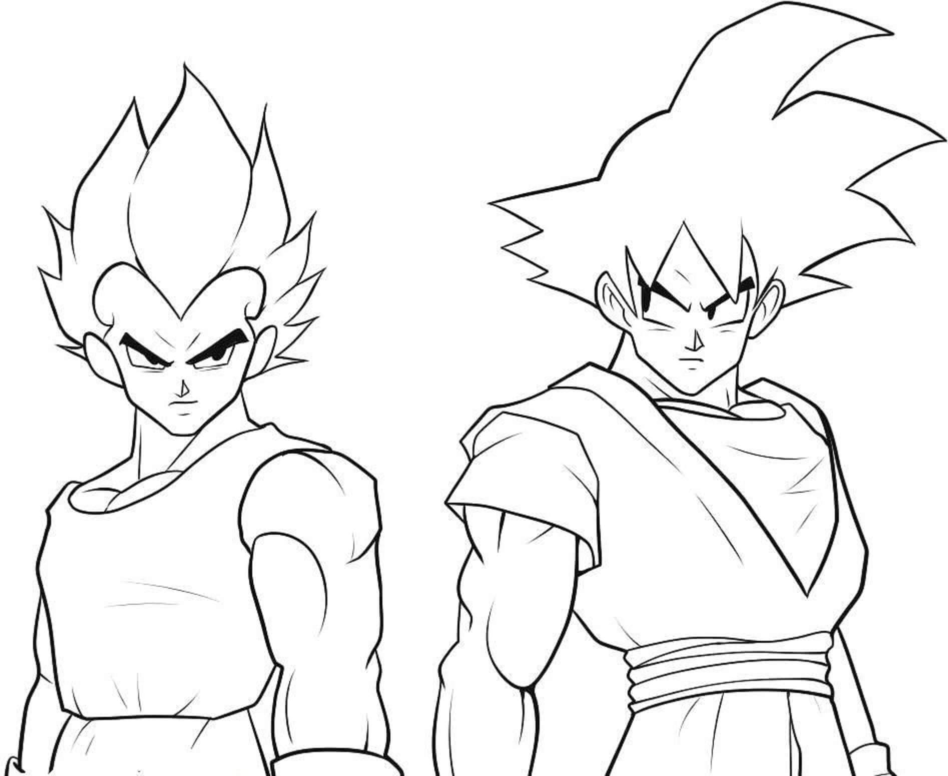 Dibujo de Goku y Vegeta para Colorear