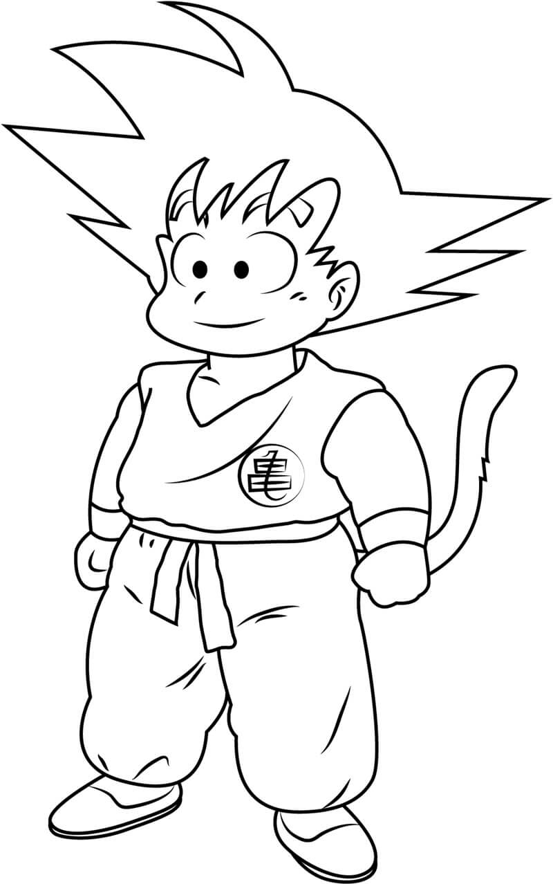 Dibujo de Lindo niño Goku para Colorear