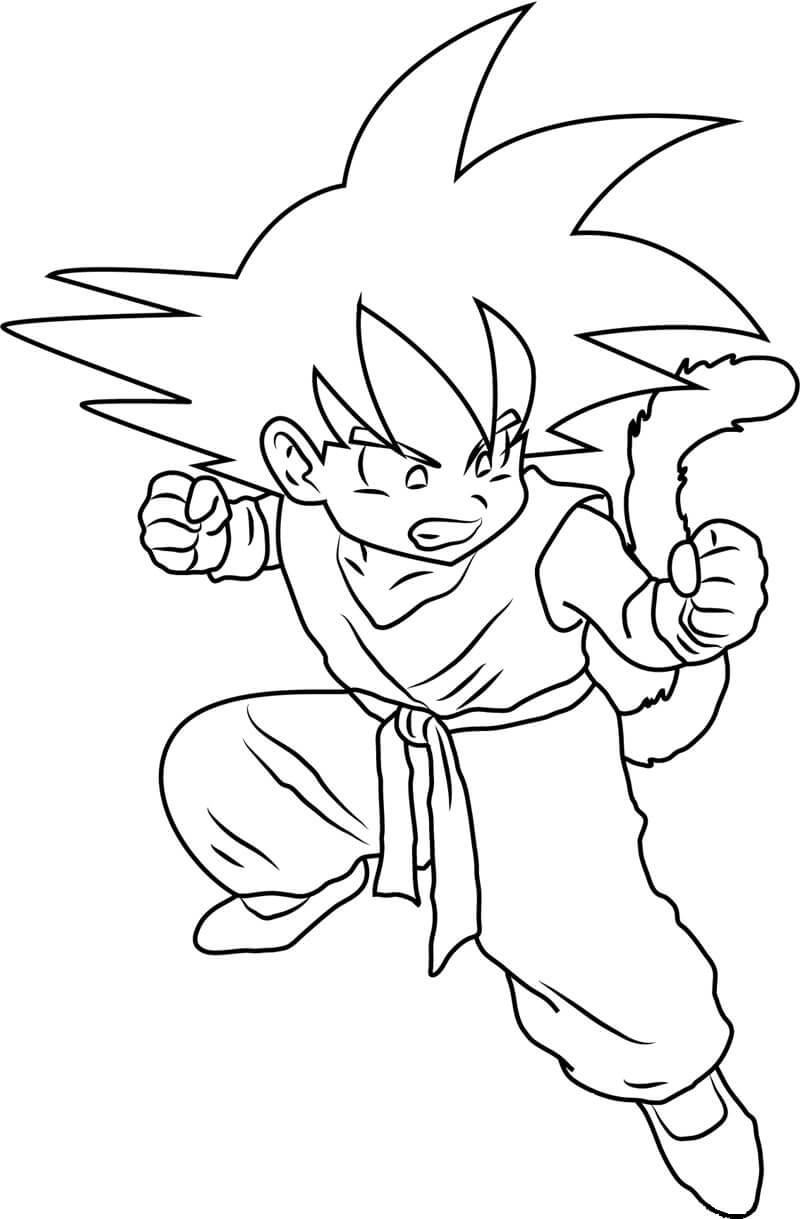 Dibujo de Niño Enojado Goku para Colorear