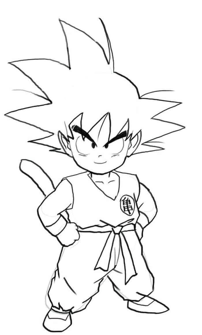 Dibujo de Niño Sonriente Goku para Colorear