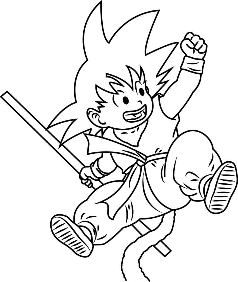Dibujo de Saltando pequeño Goku para Colorear