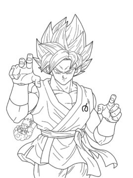 Dibujo de Songoku Sonriente Super Saiyan Azul para Colorear