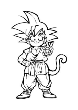 Dibujo de Sonriendo pequeño Goku para Colorear