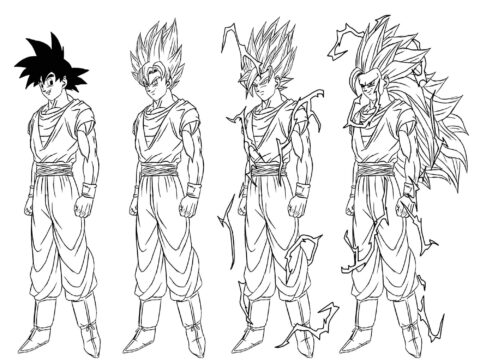 Dibujo de Transformación de Songoku para Colorear