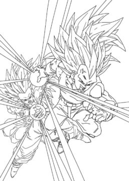 Dibujo de Vegeta y Son Goku Super Saiyajin 3 para Colorear
