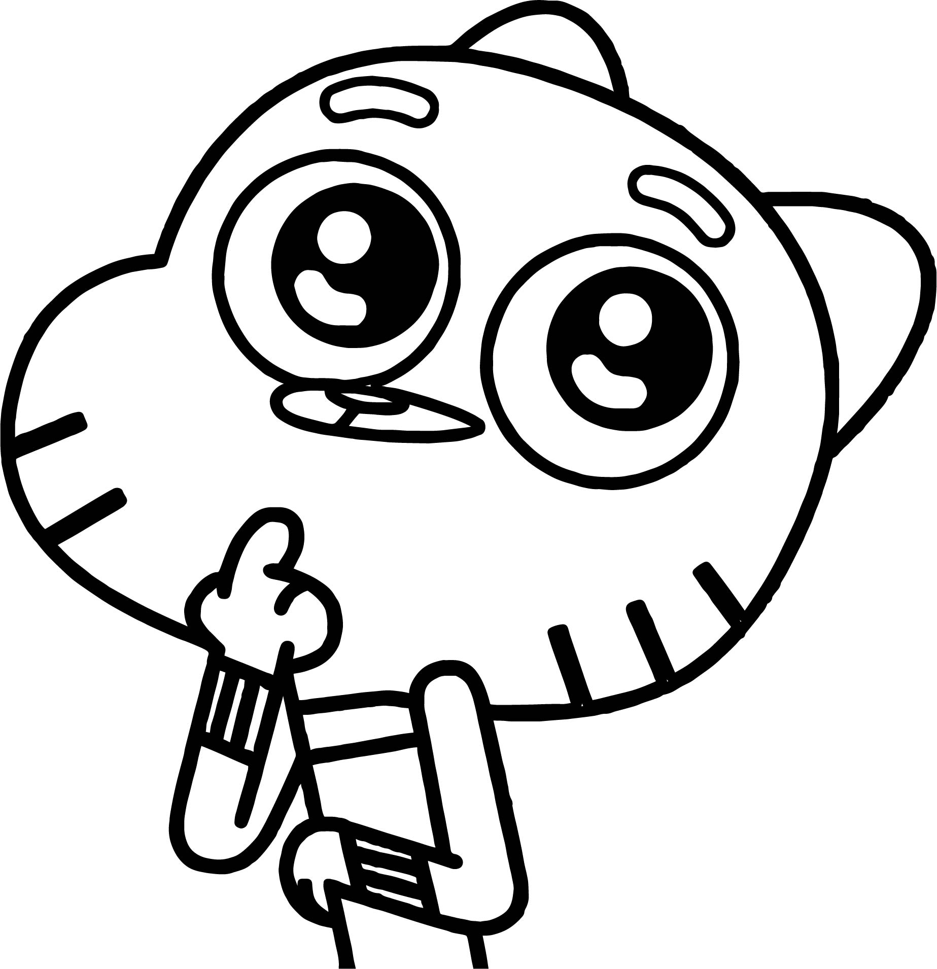 Dibujo de 1539939669 Gumball Thinking Coloring Page para Colorear