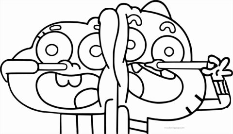 Dibujo de Goma de Mascar Divertido y Darwin para Colorear