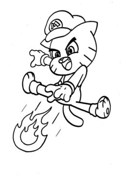 Dibujo de Goma de Mascar el Mario para Colorear