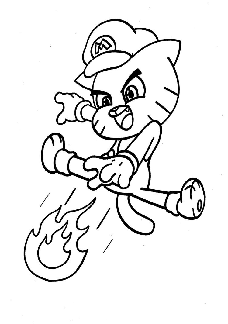 Dibujo de Goma de Mascar el Mario para Colorear