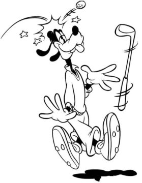Dibujo de Goofy Jugando al Golf para Colorear