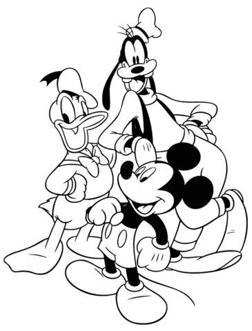 Dibujo de Mickey Goofy y Donald Png para Colorear