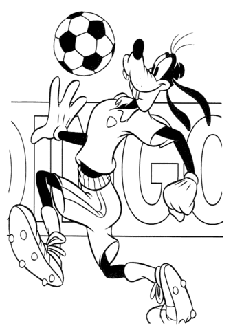 Dibujo de Goofy Jugando al Futbol para Colorear