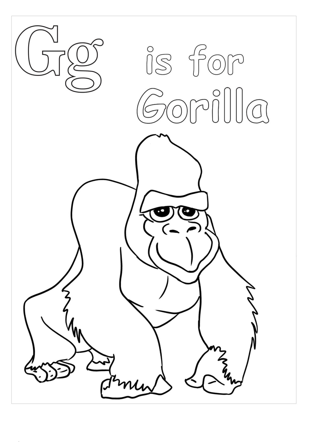 Dibujo de G Es para Gorila para Colorear