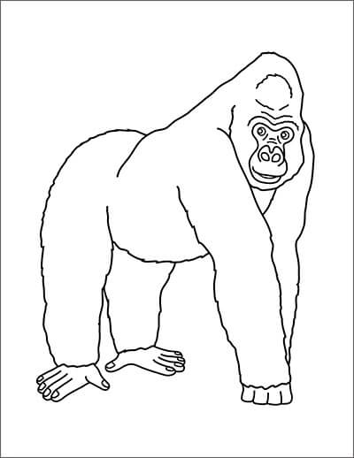 Dibujo de Gorila Feliz para Colorear