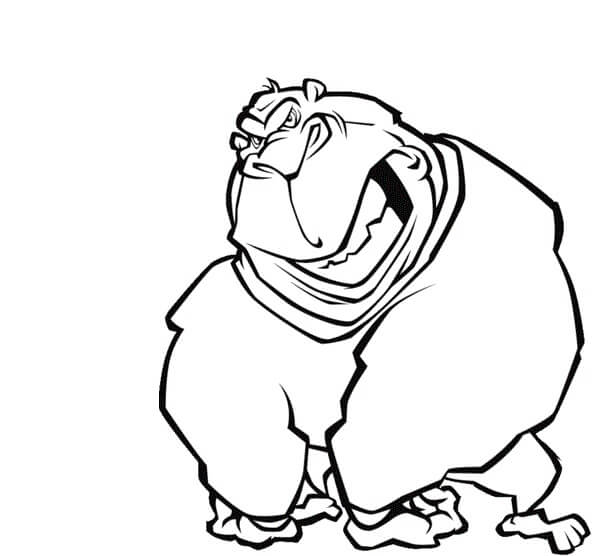 Dibujo de Gorila Fuerte para Colorear