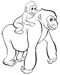 Dibujo de Madre e Hijo Gorila para Colorear