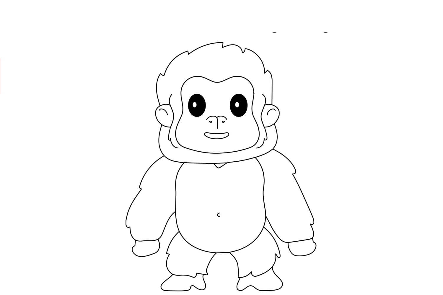 Dibujo de Pequeo Gorila Lindo para Colorear
