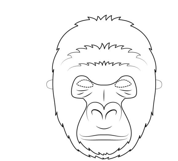 Dibujo de Una Mscara de Gorila para Colorear