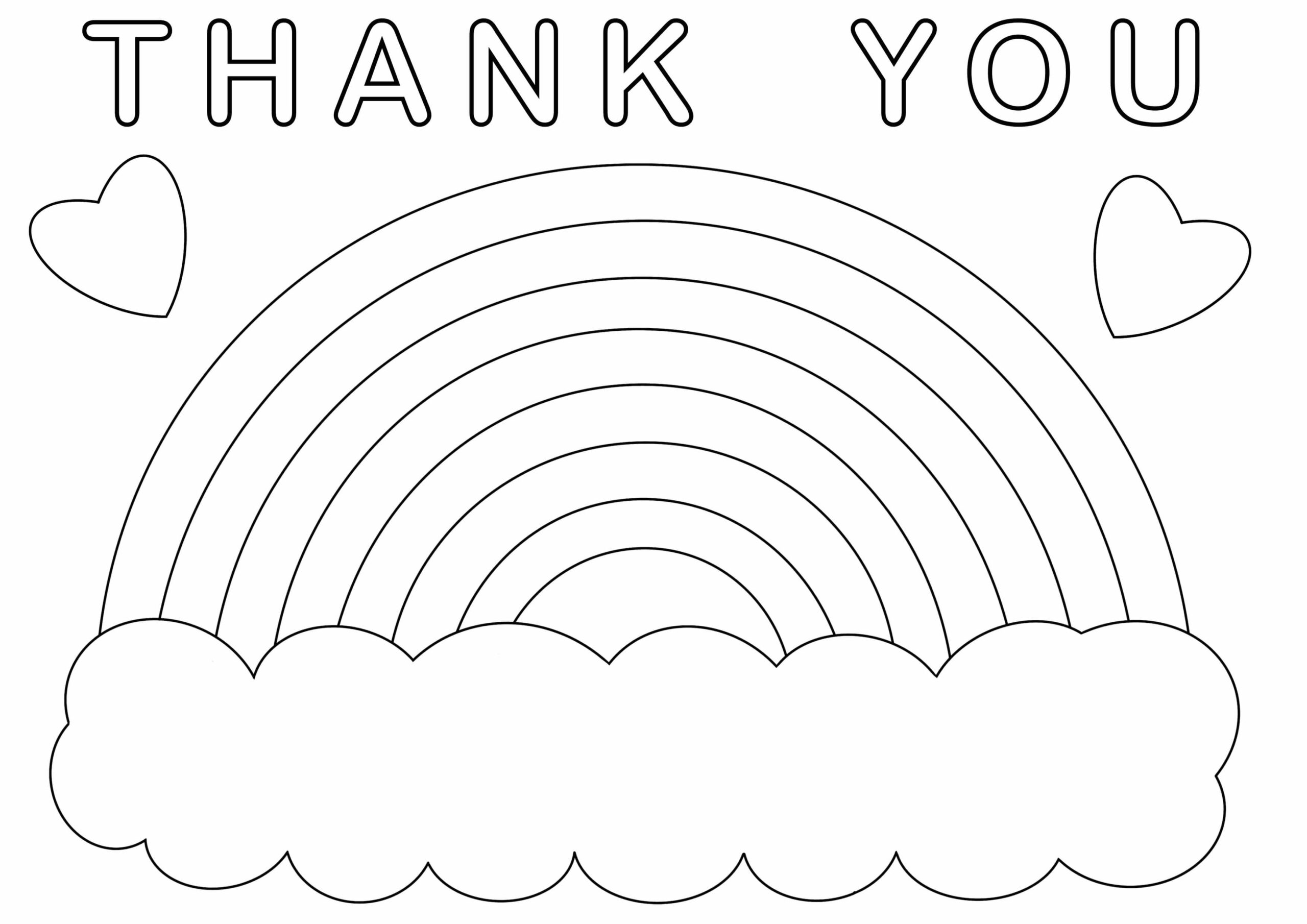 Dibujo de Arcoíris Gracias Scaled para Colorear