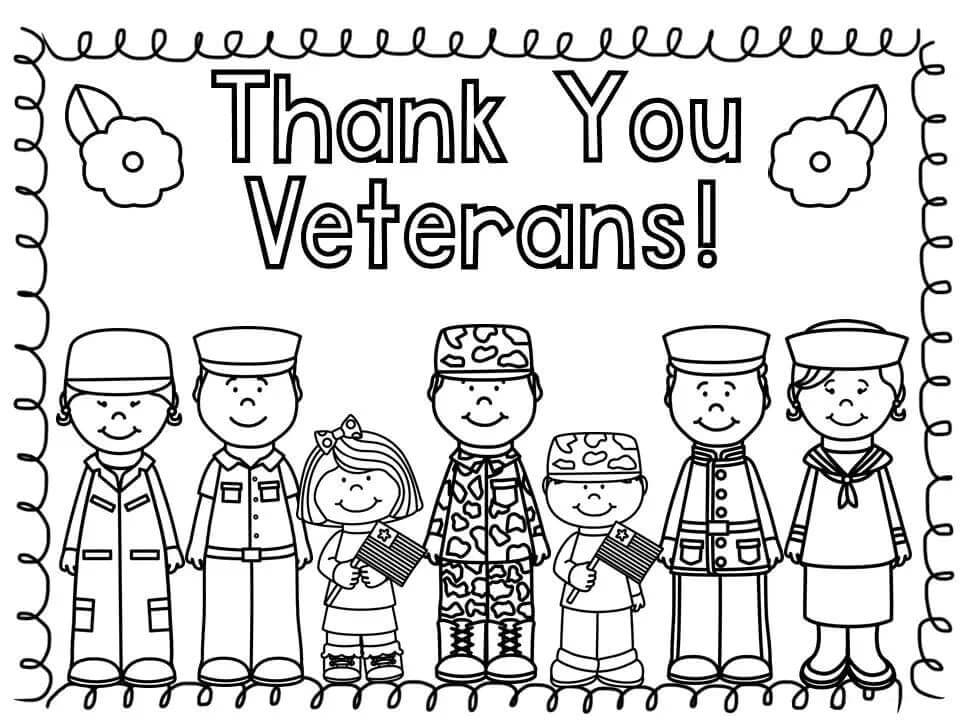 Dibujo de Bsico Gracias Veteranos para Colorear