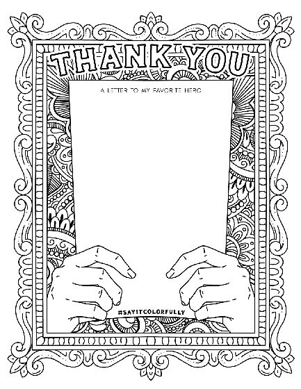 Dibujo de Carta de Agradecimiento de Say It Colorfully Hero para Colorear
