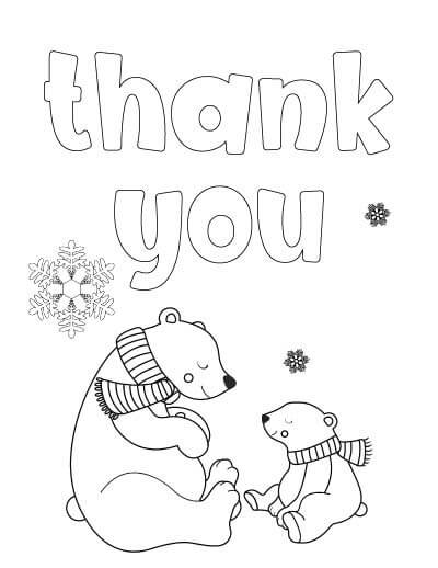 Dibujo de Dos Osos Gracias para Colorear