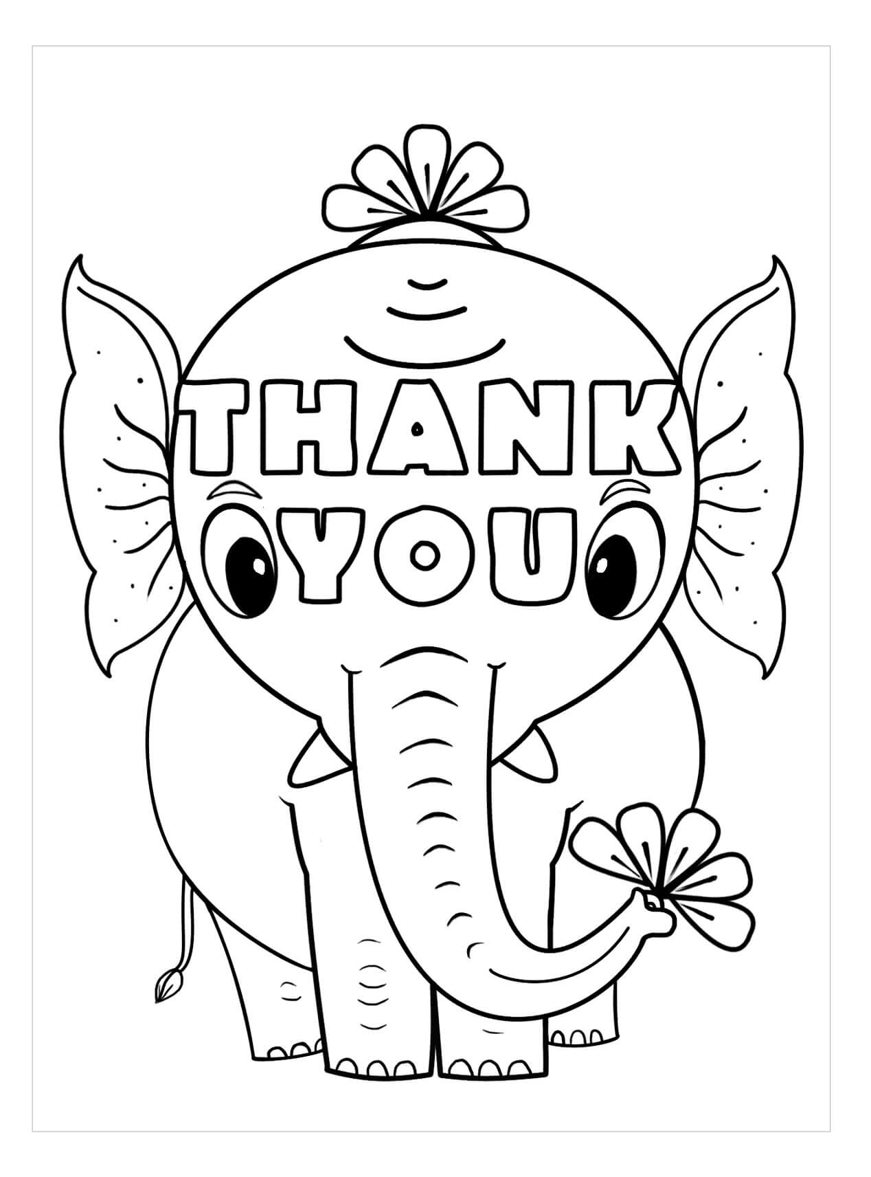 Dibujo de Elefante Gracias para Colorear