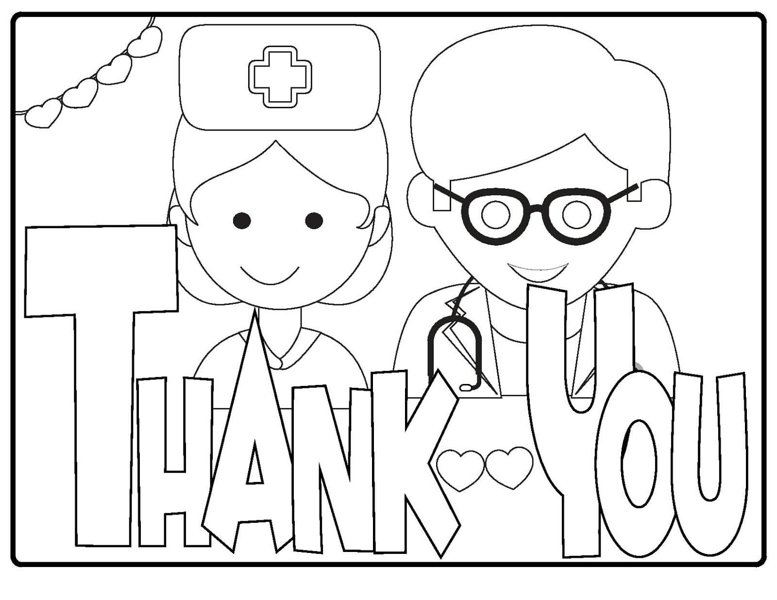 Dibujo de Gracias Dos Doctores para Colorear