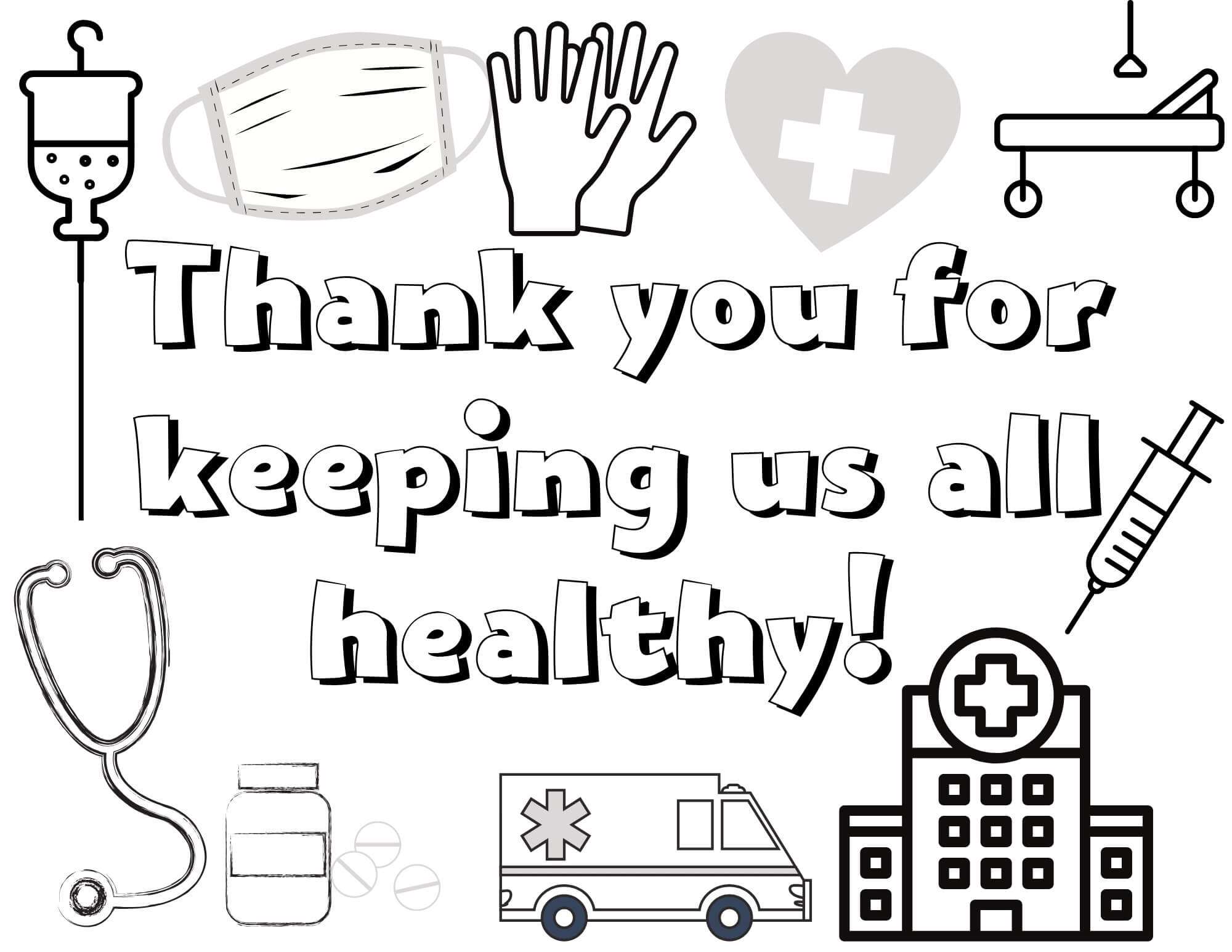 Dibujo de Gracias Hospitales para Colorear