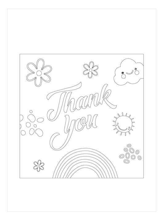 Dibujo de Tarjeta de Agradecimiento para Colorear
